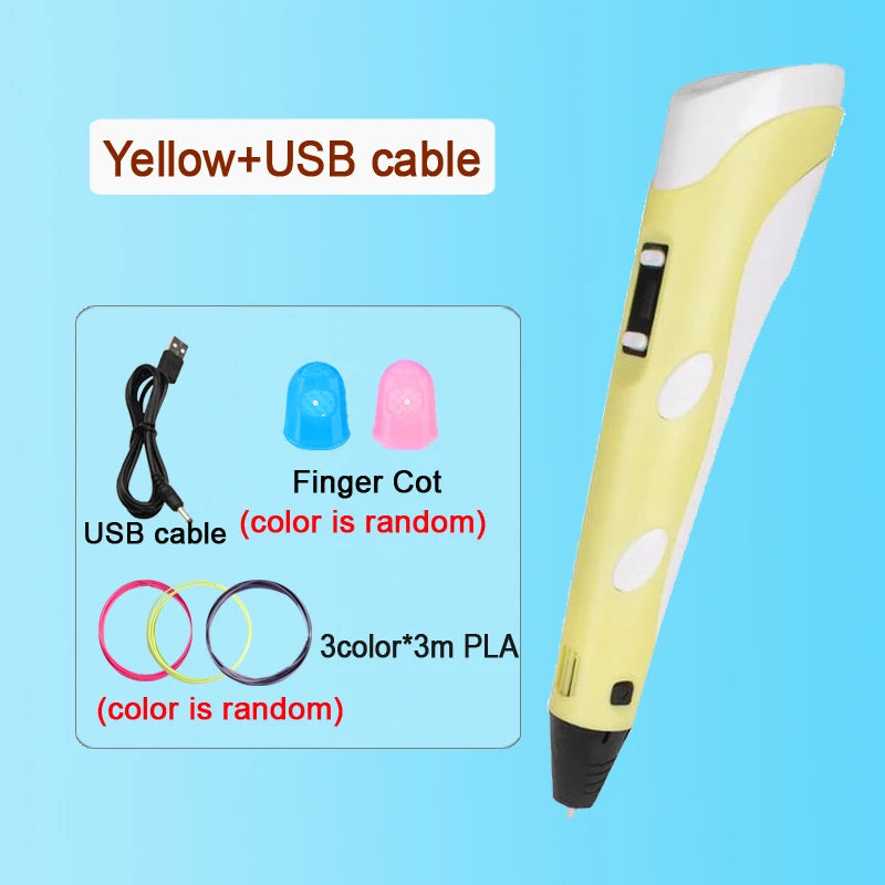 3D Printing Pen DIY Drawing Paiting  With LCD Screen Compatible PLA Filament Toys Safe With 9M PLA Christmas Birthday Gift Toys