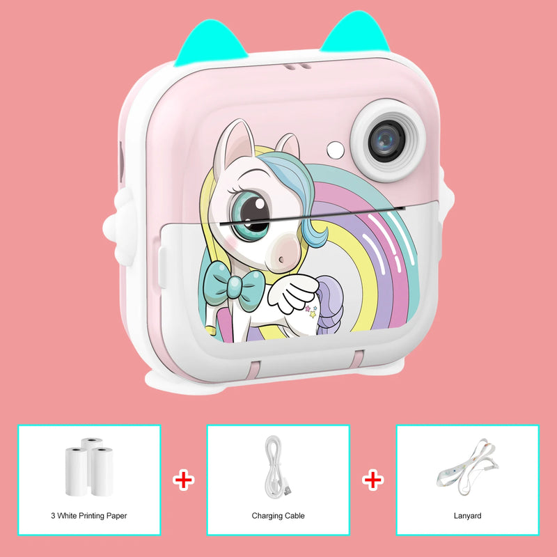Câmera fotográfica infantil com impressora