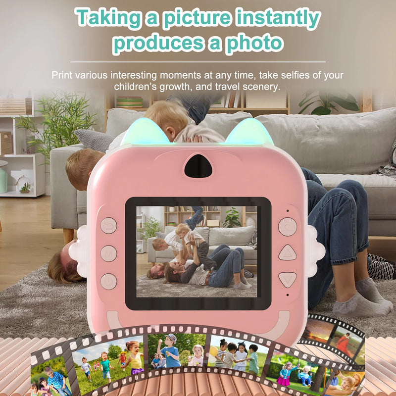 Câmera fotográfica infantil com impressora