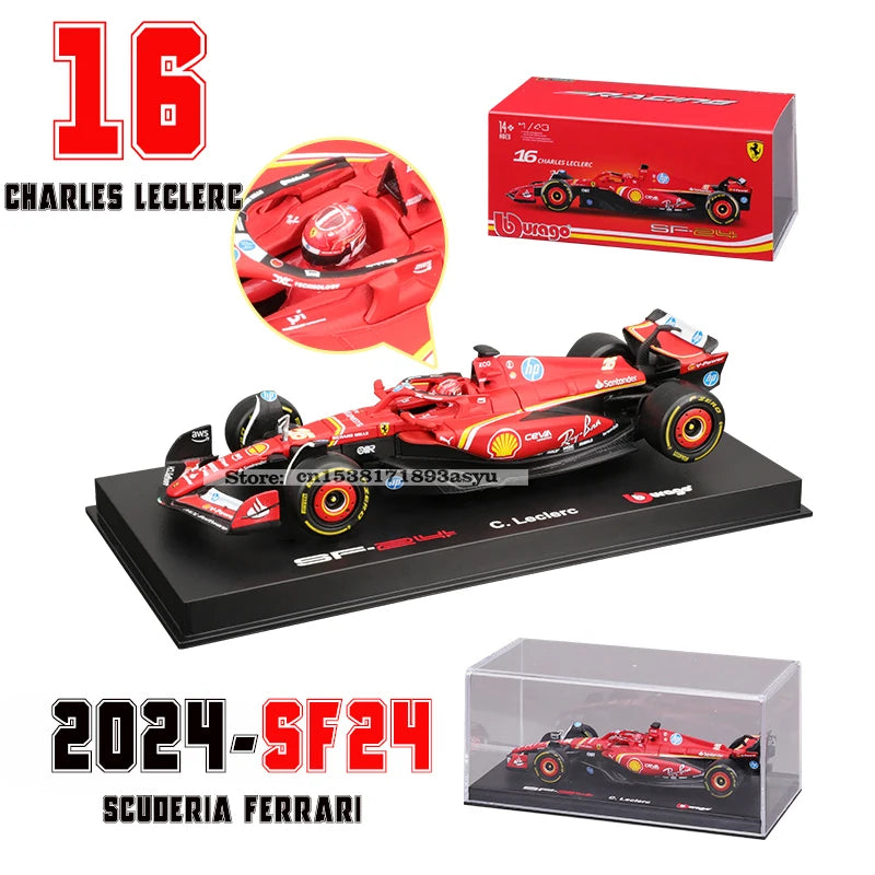 Bburago 1:43 2024 2023 F1 Scuderia Ferrari SF24 SF23 #16 lecler #55 sainz jr alloy luxury car die cast car model toy series