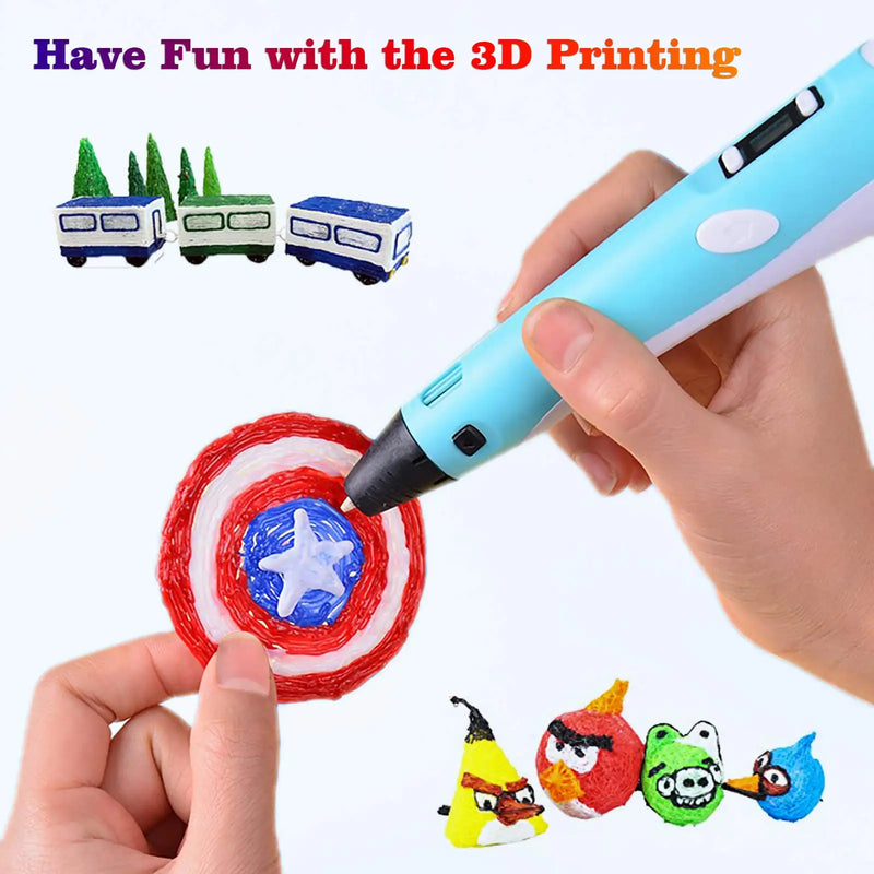 3D Printing Pen DIY Drawing Paiting  With LCD Screen Compatible PLA Filament Toys Safe With 9M PLA Christmas Birthday Gift Toys